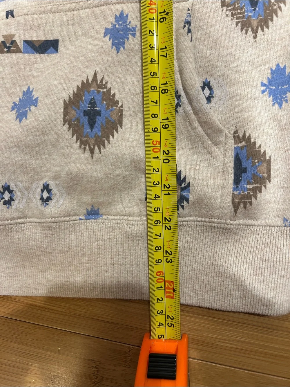 Ariat Cream Quarter-Zip Sweater with Blue and Brown Aztec Print - Picture 4 of 5